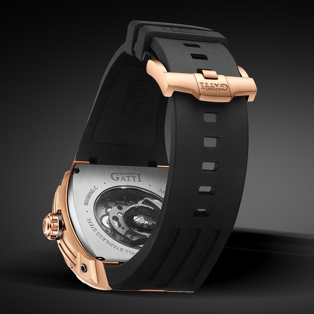 BONEST GATTI Men's Watch Fashion Mechanical Watch Stainless Steel Strap Dragon Element Wristwatch Luminous Classic Watches