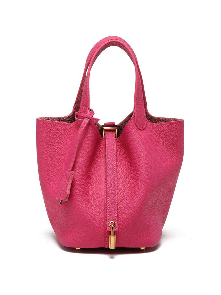 Women's High-Quality Genuine Leather Bucket Bag - Exquisite Cowhide Handbag