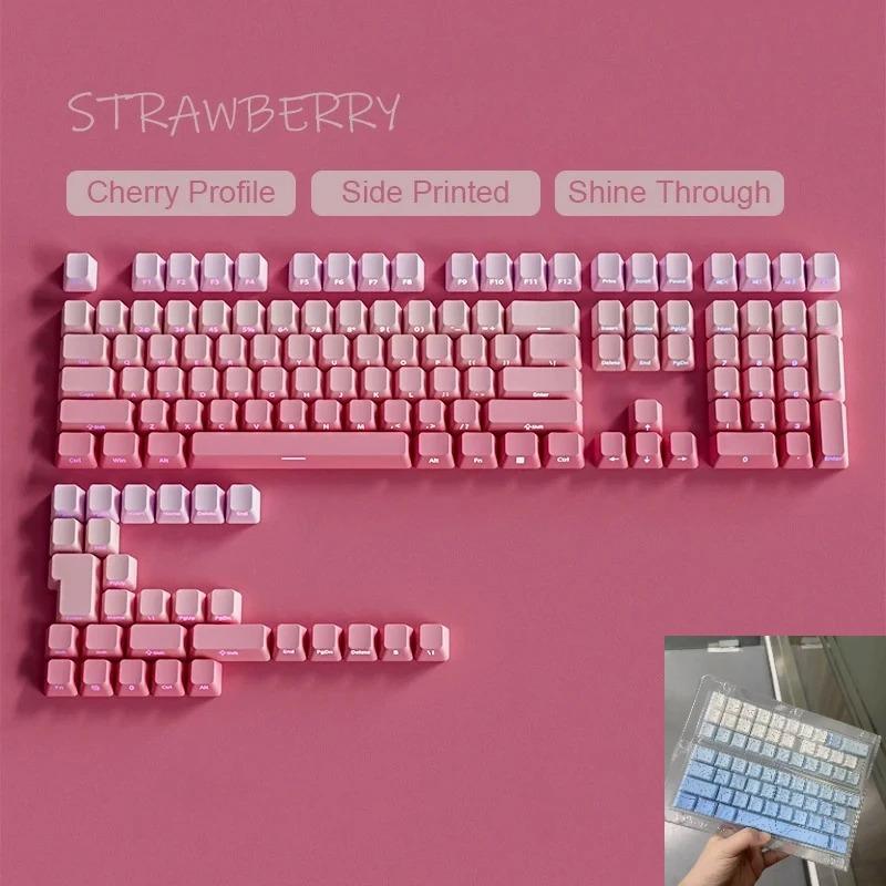 Xiaomi New 133 Keys Gradient Green Shine Through Keycaps Side Printed PBT Keycap Cherry Profile Double Shot for Mechanical Keyboards