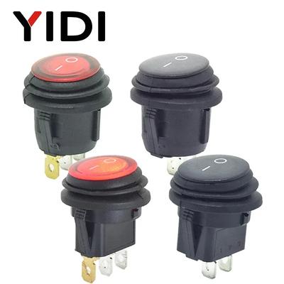 6A 250VAC Waterproof Round Rocker Switch 12V 220V Red Green Blue Yellow LED Light Rocker Switch 10A 125VAC ON OFF SPST Switch
