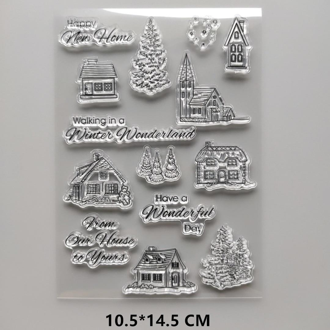 

2021 Новый дом Дерево Прозрачные штампы DIY Скрапбукинг Ремесло Принадлежности Резиновые силиконовые уплотнения Карты Фотоальбом Хобби чернильная прокладка Штамповка