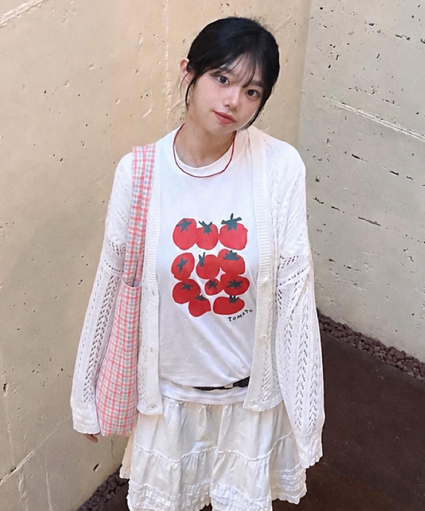 Nasyujeueol Tomato Pack Short Sleeve T-Shirt [White]