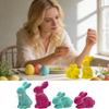 2Pcs/set Lovely Flocking Easter Rabbit Statues Small Resin Desktop Ornament Ideal For Party Table Centerpieces