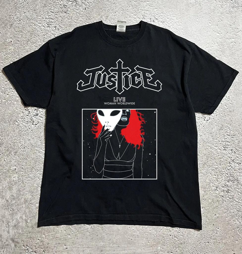NEW Rare Justice Live Poster Black T Shirt All Size S-5XL AM746