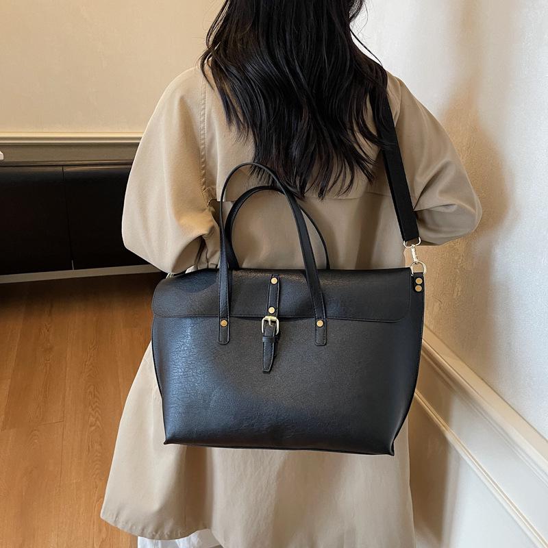 Women's Vintage Genuine Leather Shoulder Tote – Lightweight, Versatile Daily Commute Bag