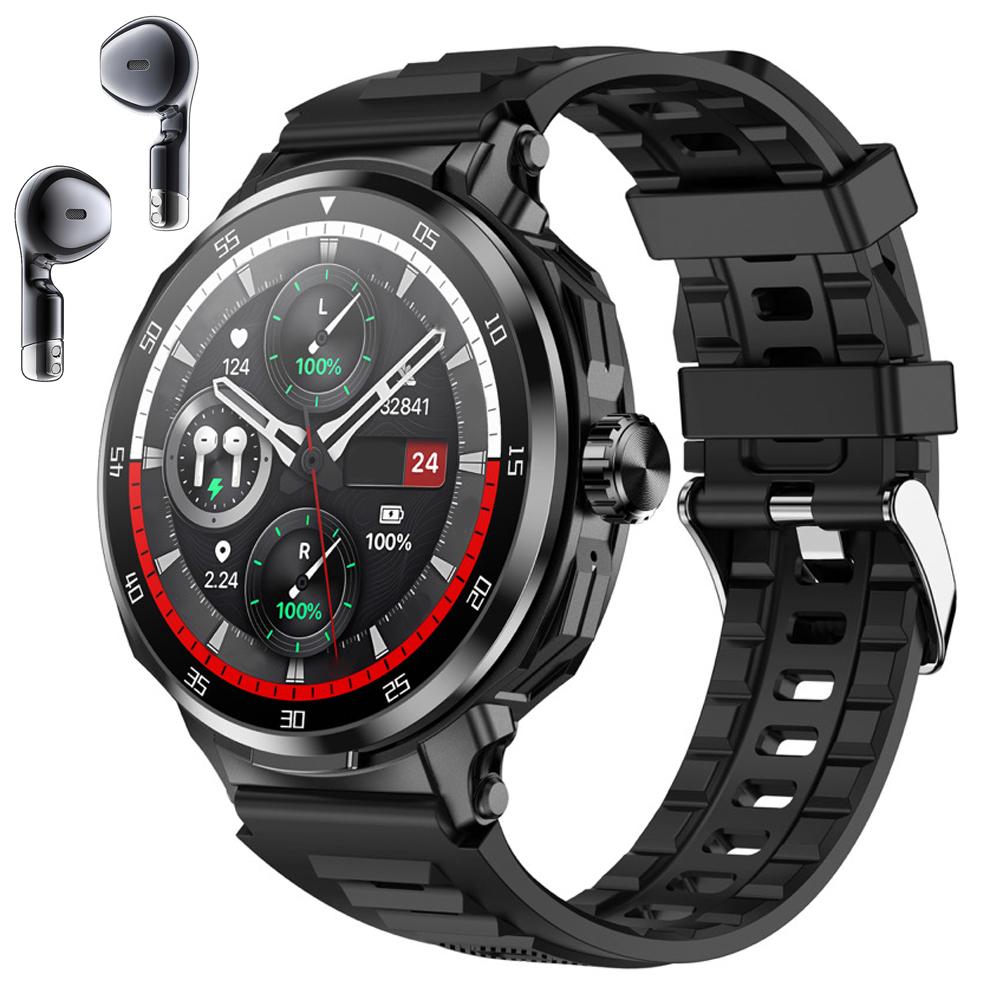 

TWS 2 в 1 Гарнітура Розумний Годинник Bluetooth Дзвінок Браслет HIFI Якість Звуку Розумні Годинники Навушники Монітор Здоров я NFC Фітнес