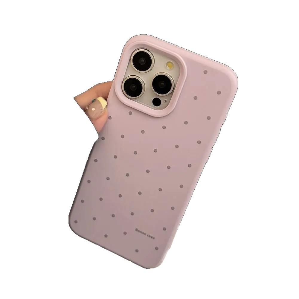 Korean Full Screen Polka Dots Are Suitable for iPhone16/17promax Mobile Phone Case Apple 15 Liquid 13 Skin Feeling 14 Sets