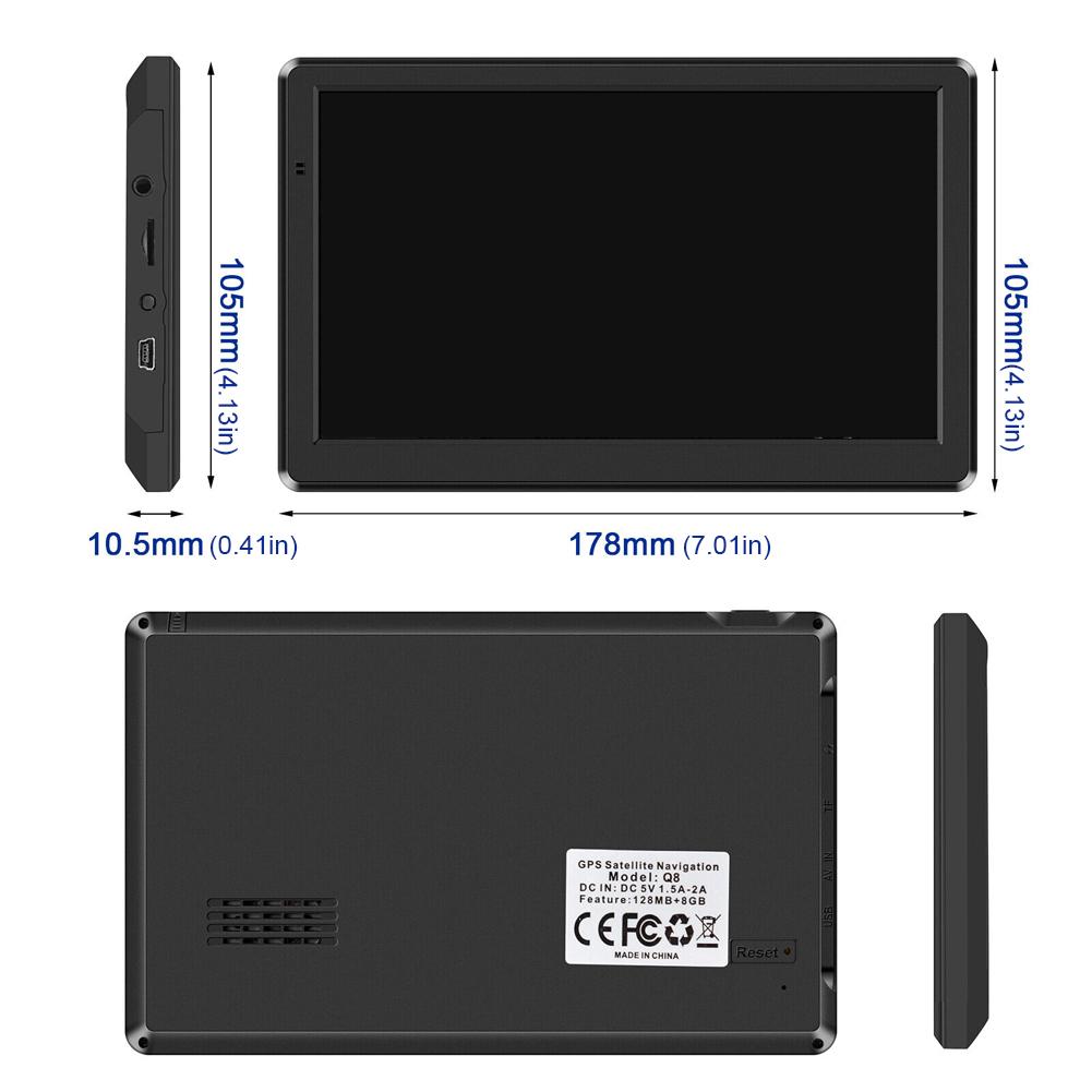 7 Inch HD Car GPS Navigation FM Transmitter Car GPS Navigator 256MB+8G Sat Nav Australia North America Europe Map Voice Reminder