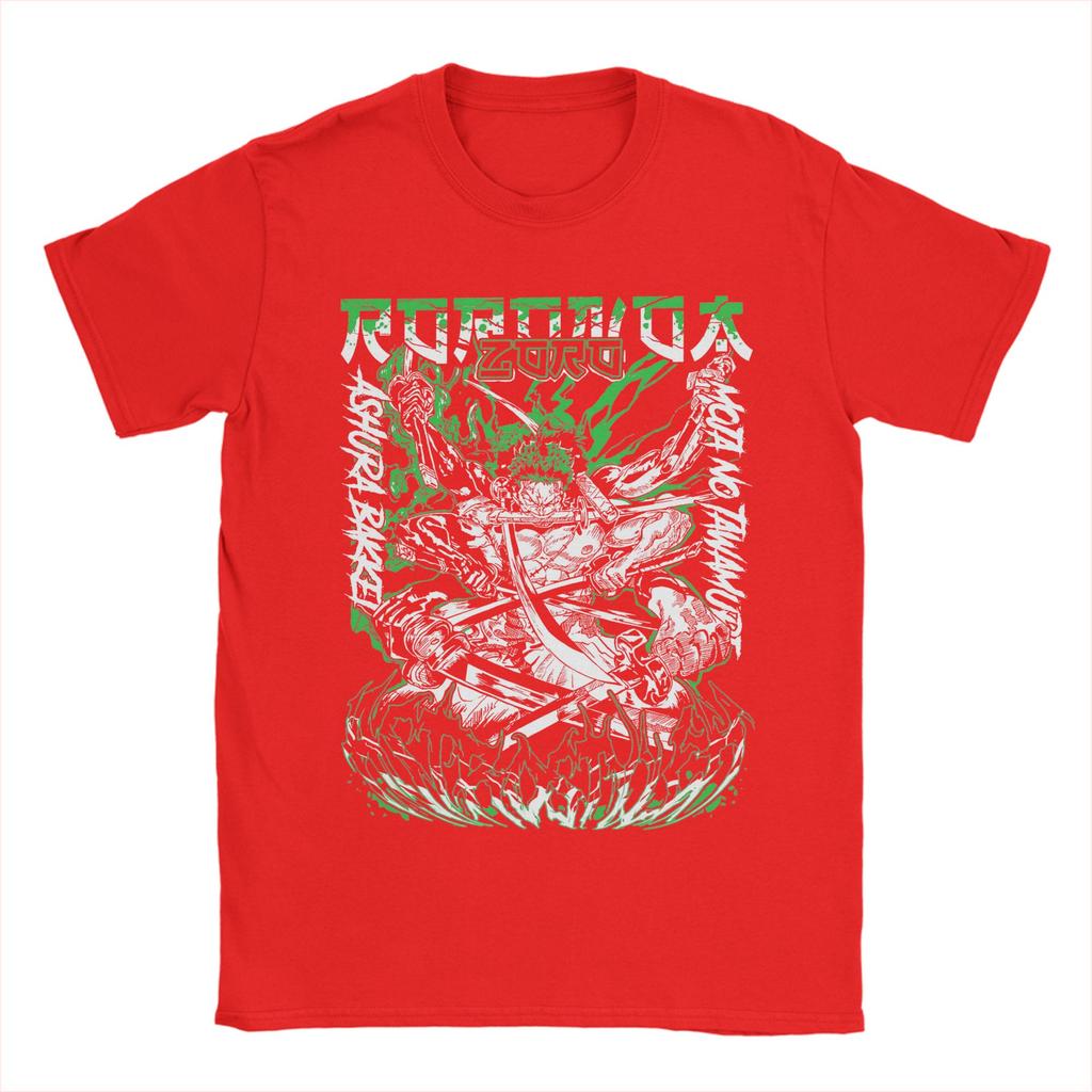 Roronoa Zoro Manga Ones Pieces T Shirts for Men Pure Cotton Casual TShirt Round Collar Tees Short Sleeve Clothing Printed