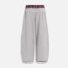 Unisex High Waist Striped Embroidered Wide Leg Sweatpants Loose Fit Vintage Fake Two Piece Casual Trousers