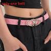 Simple Starry Summer Pink Pu Belt With Alloy Buckle For Women