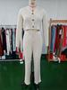 Solid Color Two-Piece V-Neck Short Knitted Cardigan Flared Pants