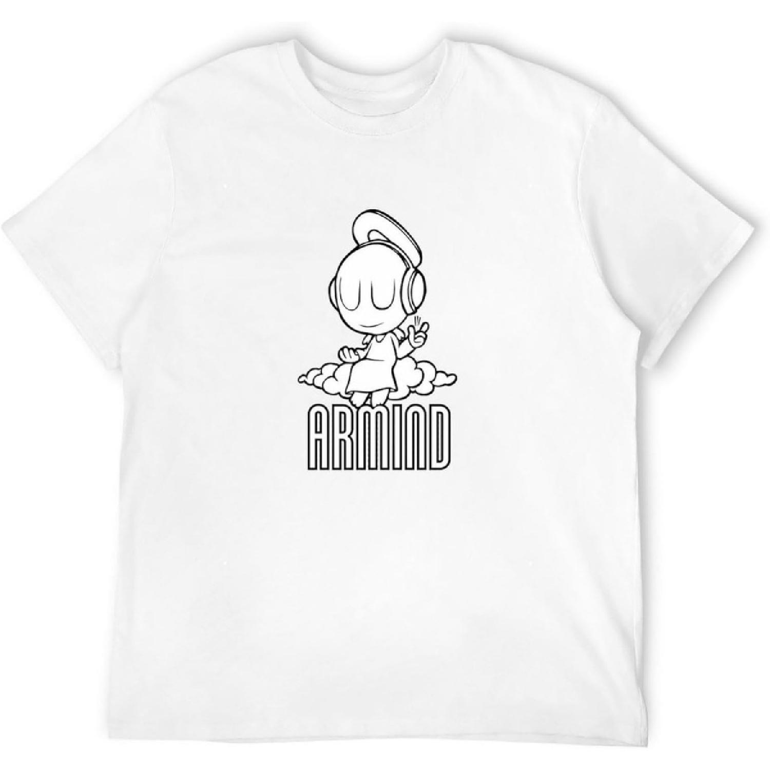 Men s Little Angel Dj Armin Van Buuren Music Armind 2 Round Neck Cotton Short-Sleeved Men T-Shirts White S