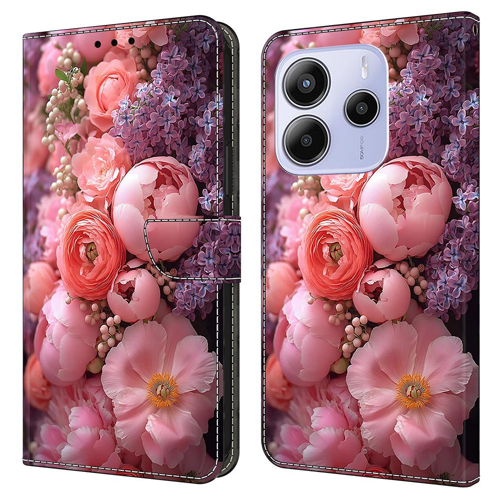 Pro Xiaomi Redmi Note 14 5G Kožené pouzdro Vzorový tisk Peněženka Stojánek Flipový kryt na telefon