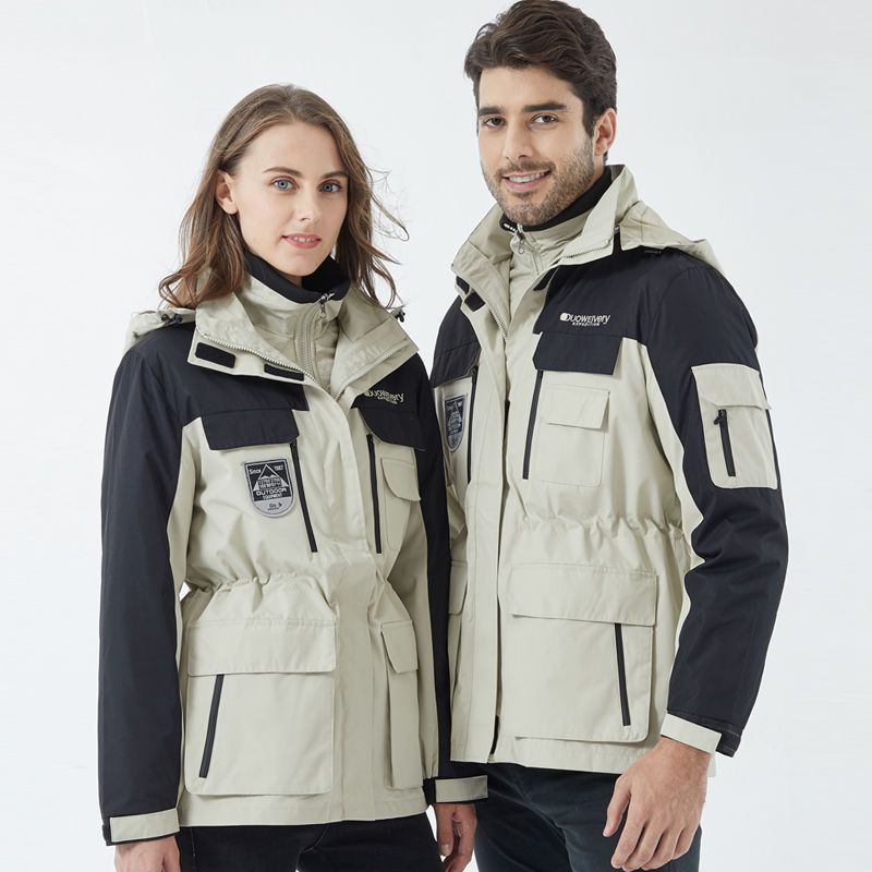 Pogrubiona, odpinana, wyszczuplająca, wodoodporna, wiatroszczelna kurtka alpinistyczna na świeżym powietrzu