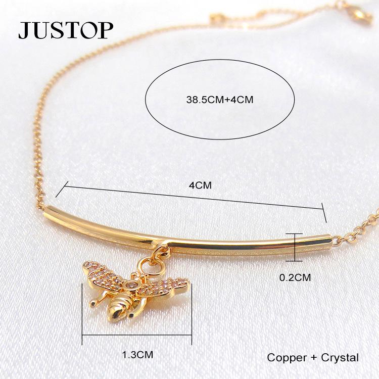 New Fashion Bent Pipe Bee Pendant Necklace O-shaped Chain