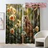 Set Of 2 Flat Printing Curtains Without Rod Blossom Owl Roller Blinds Semi Decorations Inside Modern Sheer Made Polyester