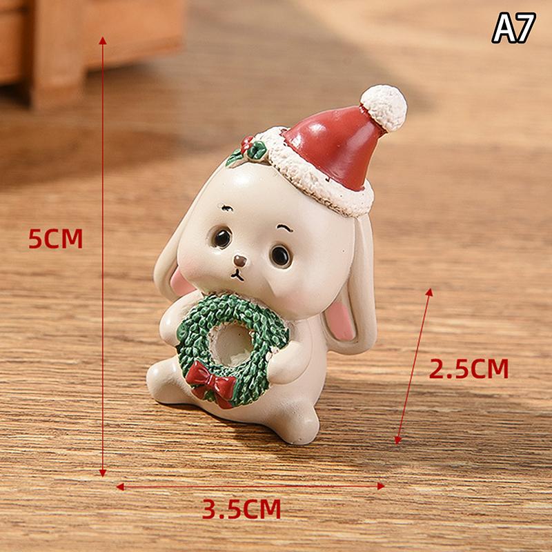 Christmas Series Craft Resin Animal Party Creative Mini Christma Tree Old Girl Kids Cute Gift Home Decoration Supplies Decor