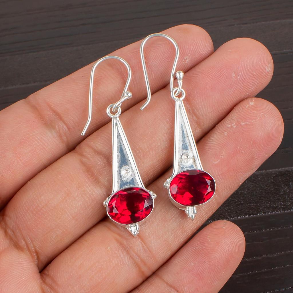 Pink Rubellite Gemstone 925 Sterling Silver Jewelry Drop/Dangle Earrings 1.80" EE-50-10