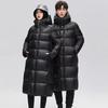 Couple men's and women's down jackets new glossy leave-in black gold long loose knee thickened white duck down jacket