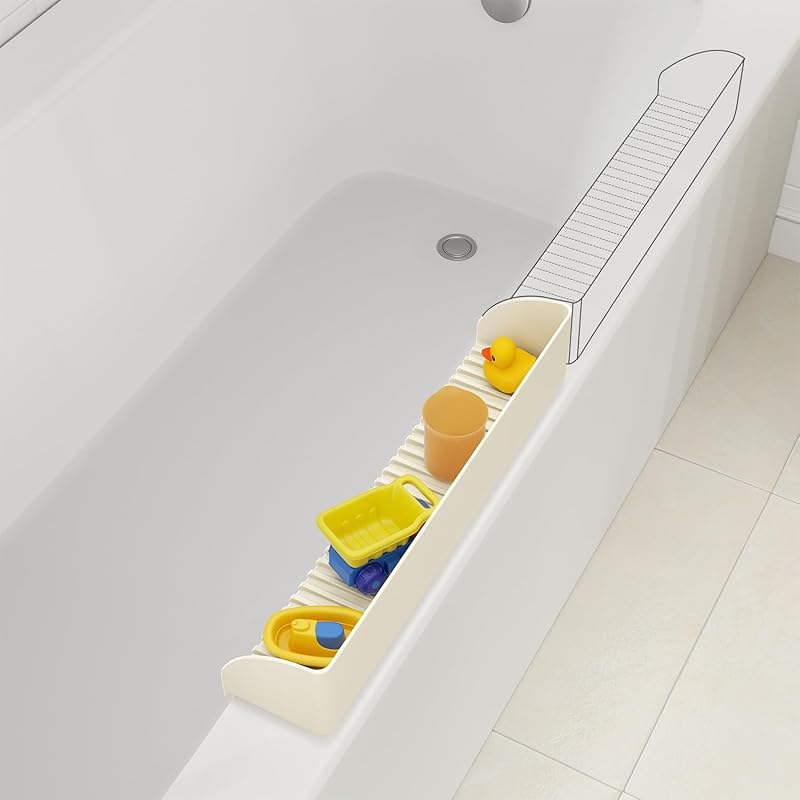 Paquete De 2 Protectores Contra Salpicaduras Para Bañera – Protector De Salpicaduras De Agua De Silicona Con 4 Ventosas, Soporte Para Juguetes De