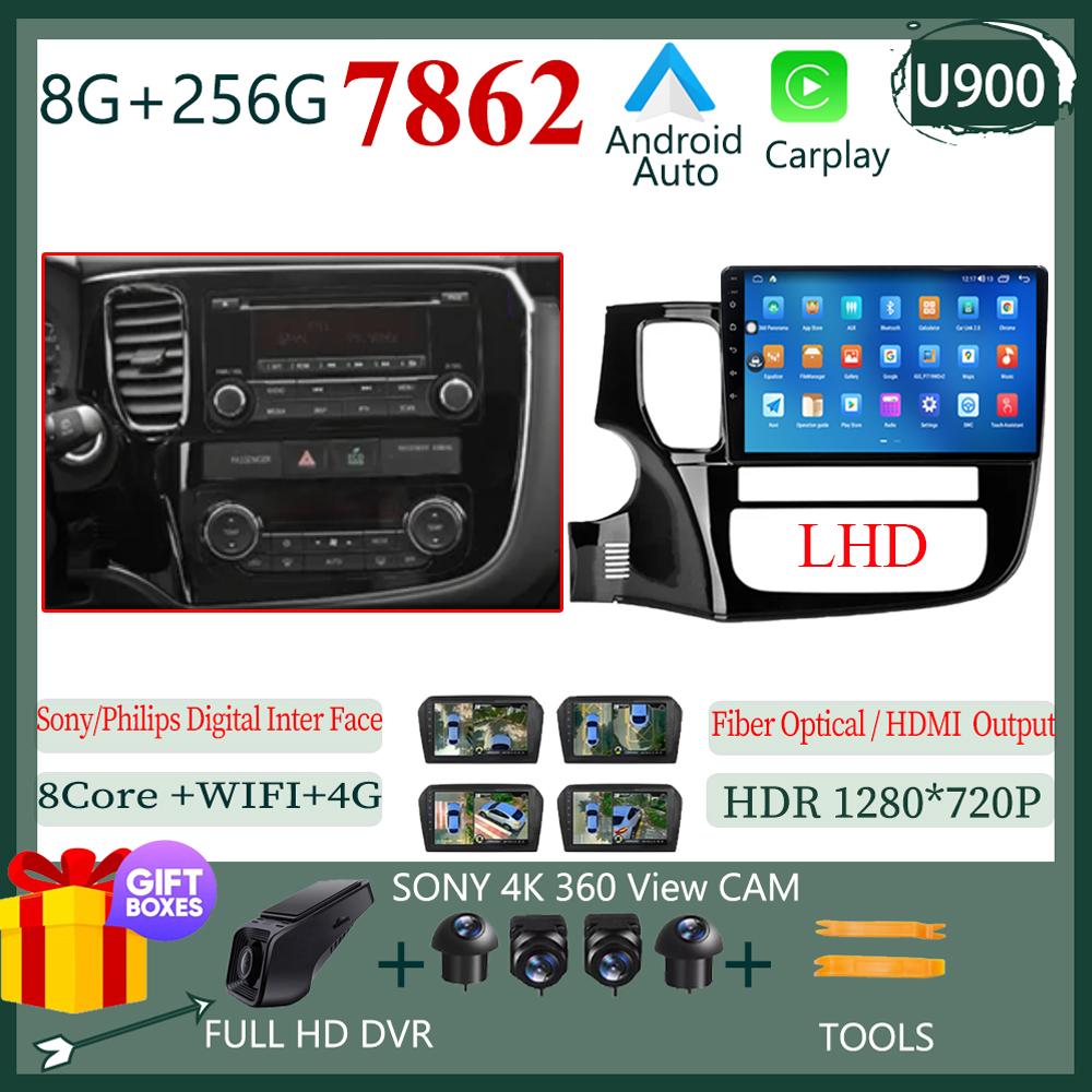 Wireless CarPlay Android 14 Auto Radio For Mitsubishi Outlander 3 GF0W GG0W 2012-2018 Car Multimedia GPS No 2din Touch Screen