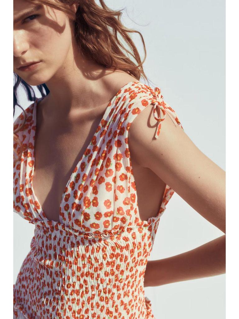 Best-Selling Summer Sweet Preppy Floral V-Neck Sleeveless Dress