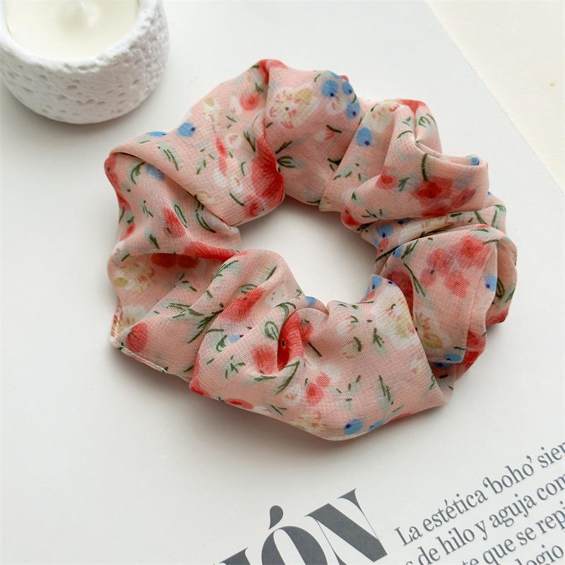 Neuer Stil Chiffon große Schlaufe kleines florales leichtes und frisches Stoff-Pferdeschwanz-Haarband für Damen, vielseitig und für alle Anlässe geeignet.