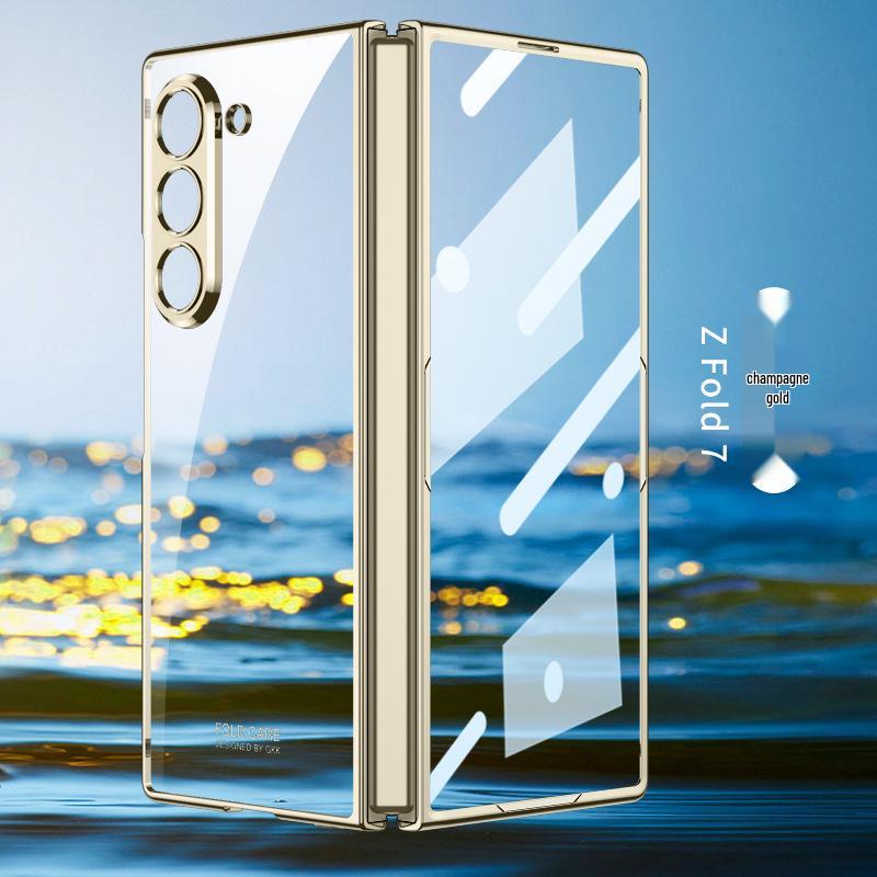 Samsung Z Fold7 Transparent Electroplated Hard Shell Case - Precision-Cut Protective Folding Design