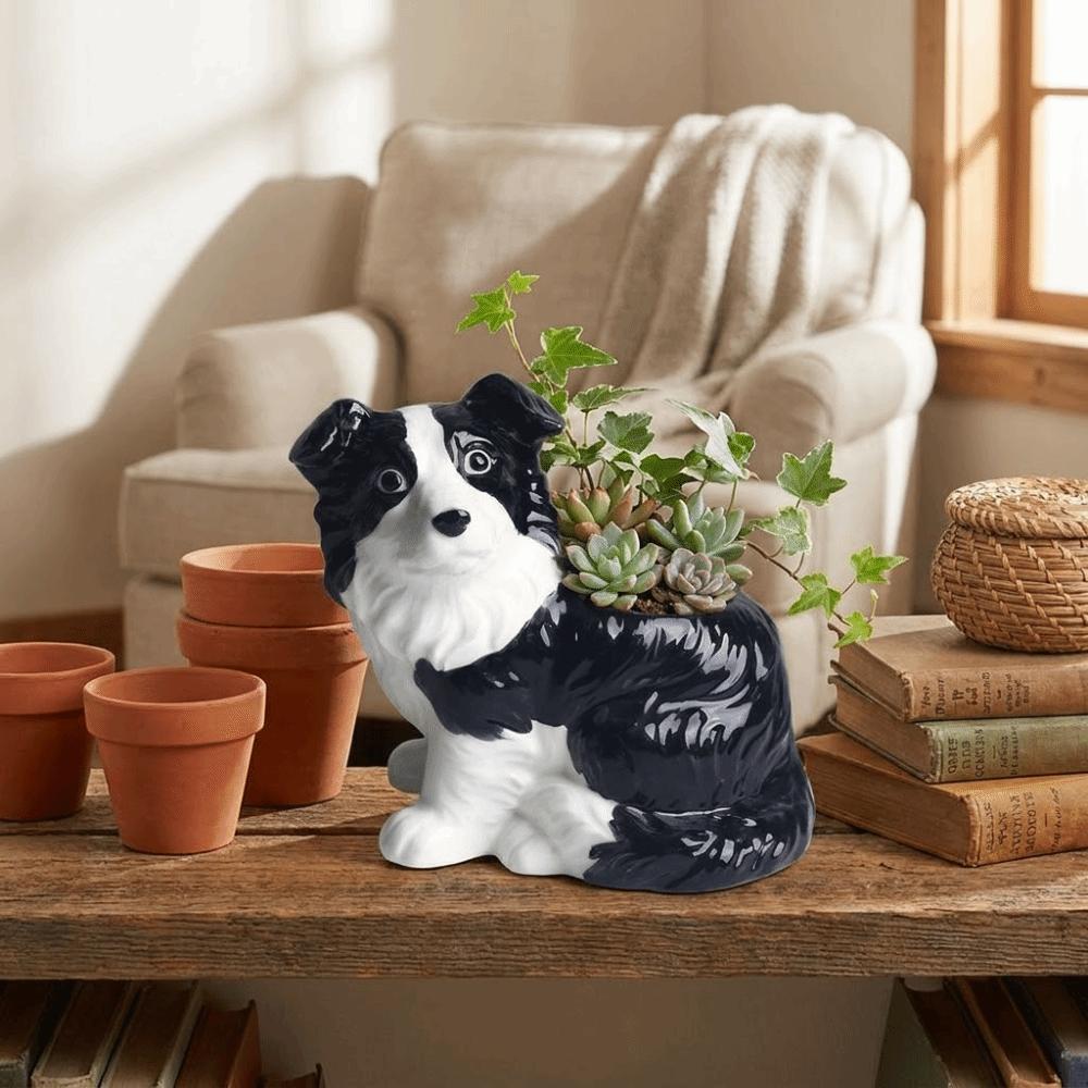 Modern Cute Ceramic Dog Vase Handmade Unique Succulent Pot Animal Shaped Bonsai Vase Office