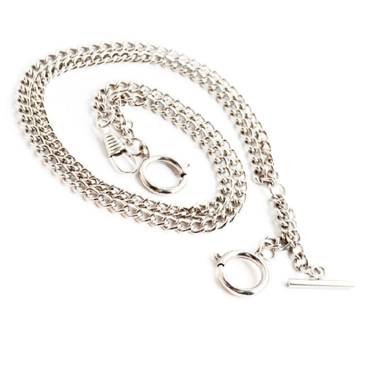 Pocket Watch Chain Double Albert Chain Classic T-Bar Watch Chain Link for Men