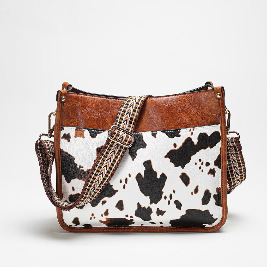 Damskie skórzane torby typu crossbody z PU, damskie małe, urocze torby na ramię, kobiece modne, w kolorze krowy, w kolorze lamparta, pasek dla dziewczynki