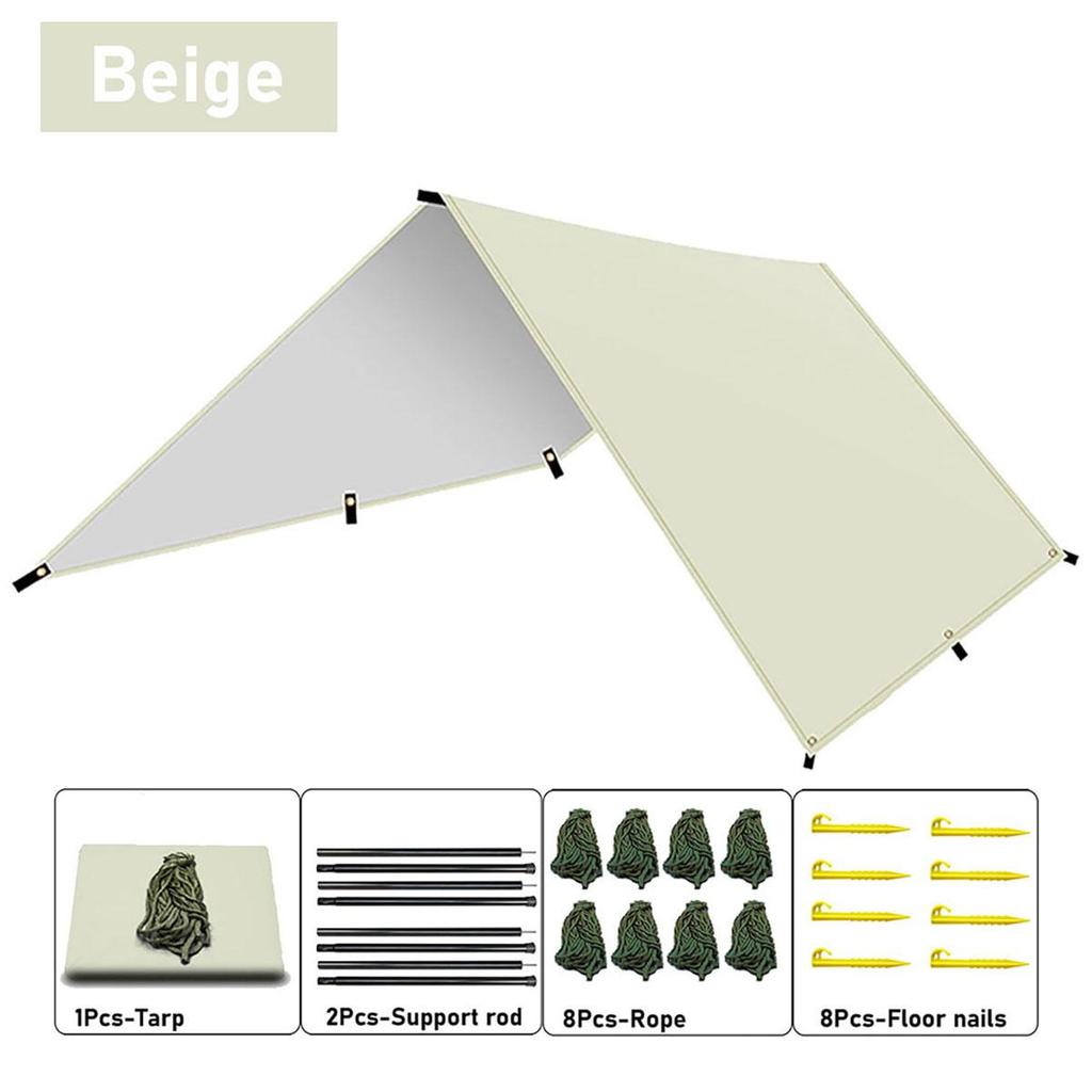 Camping-Plane, Outdoor-Camping-Planen-Markise, leichte UV-beständige und PU 3000 mm wasserdichte, regensichere Plane