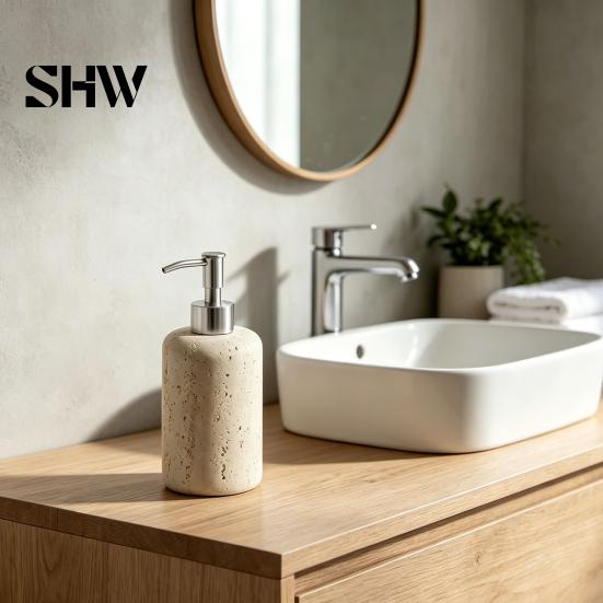 Easy To Refill Soap Dispenser Resin Refillable Dispenser, Liquid Hand Shampoo Container, Empty Pump Lotion Bottle for Bathroom Kitchen Countertop Leak