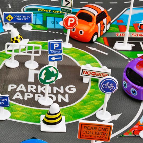 56Pcs/Set Eye-catching Compact Premium Wide Application Road Traffic Sign Kit Children Toy