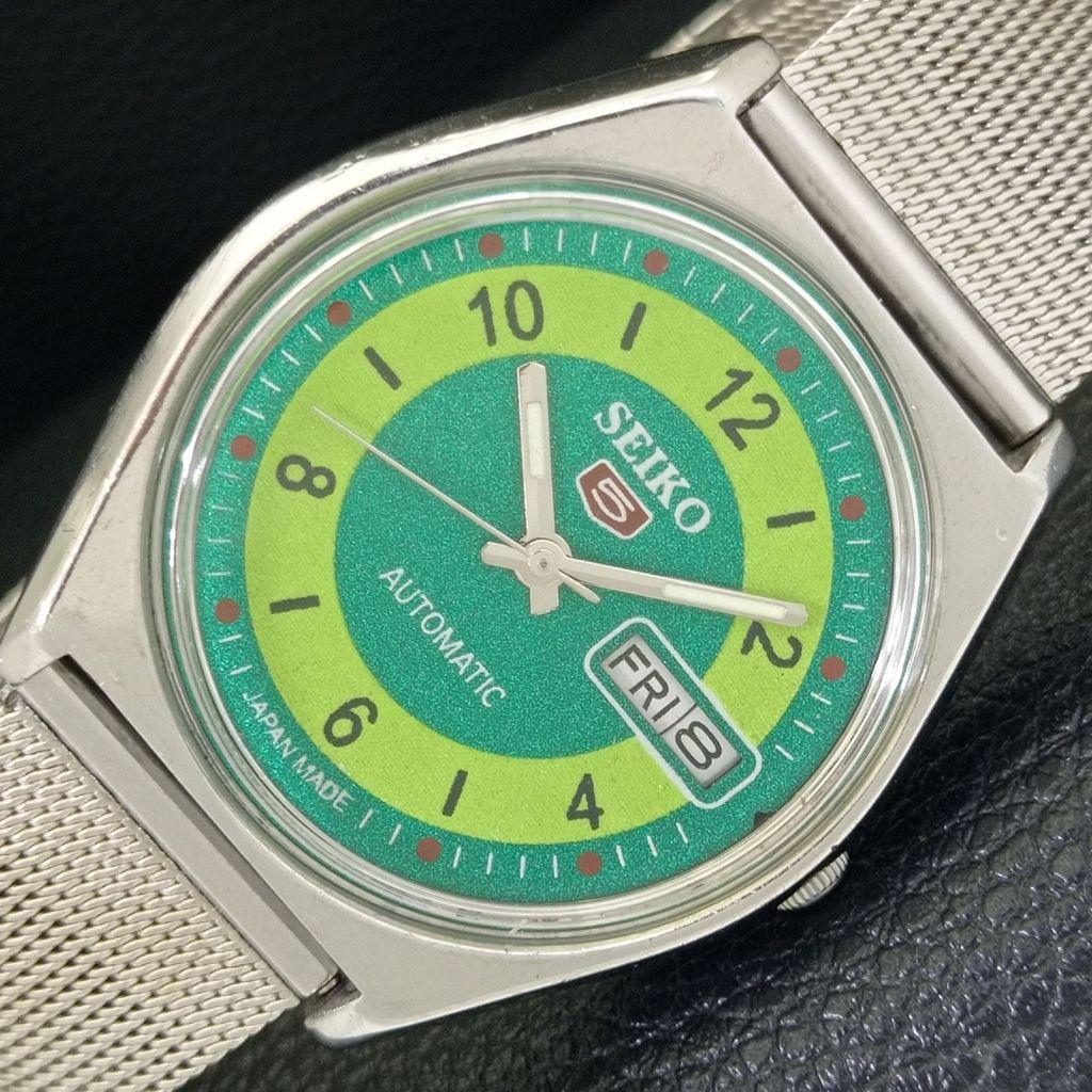 SEIKO 5 AUTOMATIC JAPAN 6309A MENS VINTAGE GREEN COLOR DIAL WATCH a702710-1 R210-a702710