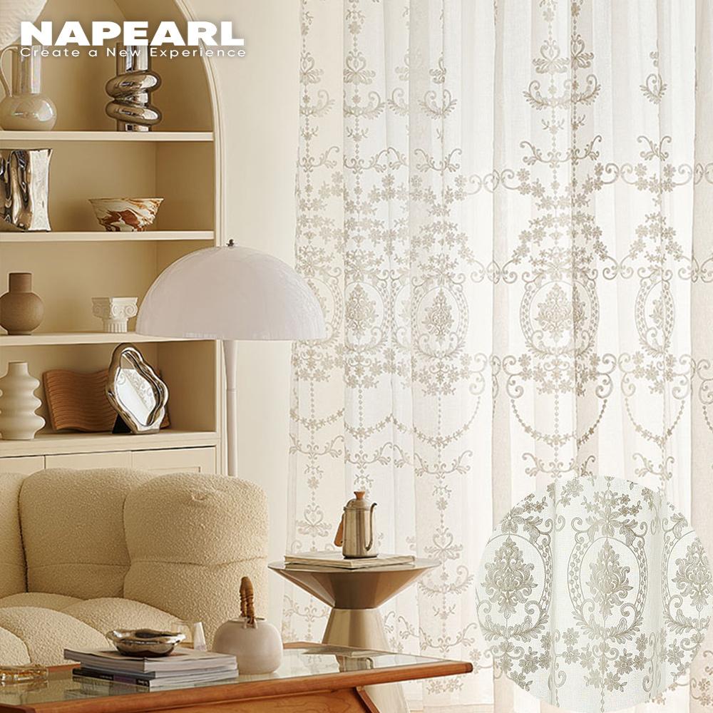 1 PC NAPEARL European 10-20% Shading White Embroidered Sheer Curtain for Living Room Bedroom Home Decor