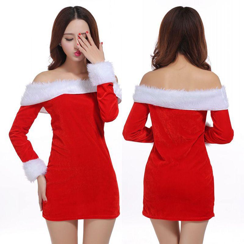 Elegant Xmas Off-shoulder Velvet Dress For Women Perfect For Christmas Parties