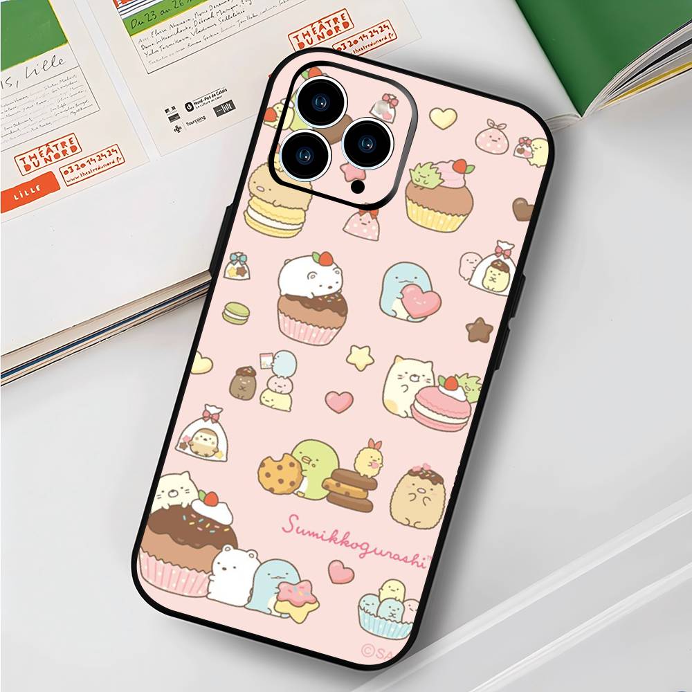 Cute Cartoon Sumikko Gurashi For iPhone 13,17,11,12,16,14,15,Plus,Pro Max Soft Silicone Black Phone Case