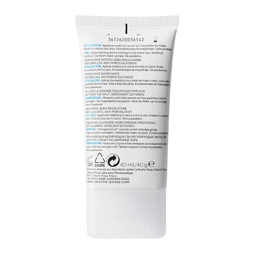 La Roche-Posay Effaclar Matte Moisturizing Gel Cream for Acne-Prone Skin, 40g, Relieves Acne, Dead Skin, and Shine with this Derma Cosmetics