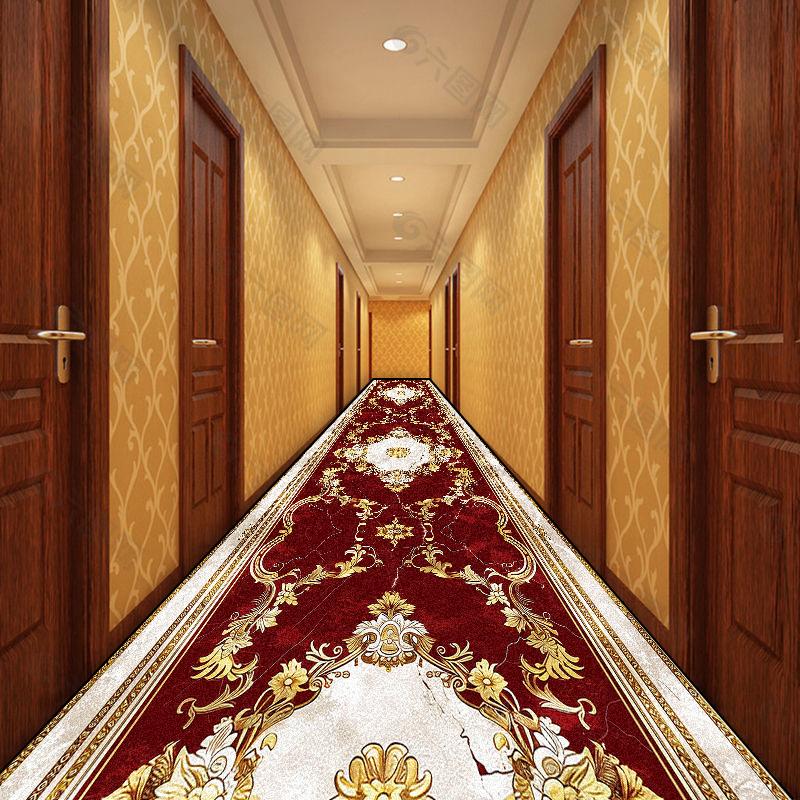 Gorgeous Retro European Decoration Home Carpet Runner Red Long Corridor Rugs Non-slip Stairway Carpets Luxury Doorway Floor Mats