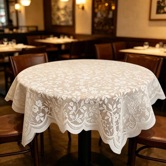 Yousheng Floral Lace Tablecloth, Square White Lace Doily, Vintage Scalloped Table Cover for Nightstand Coffee Table Tea Party Home Decor