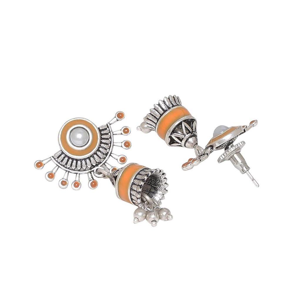 Sanwari Bell Motif Brass Jhumka Earrings for Women and Girls