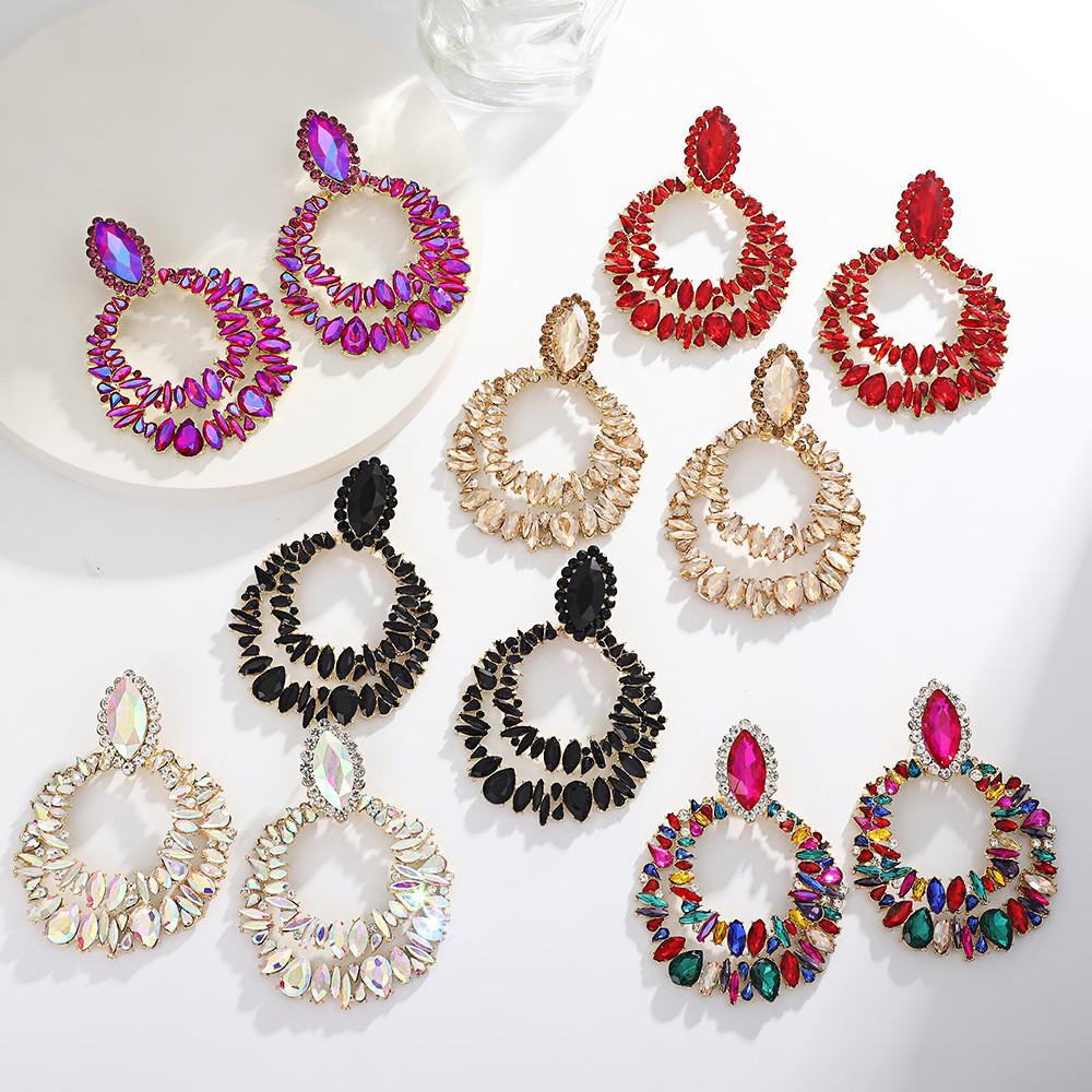 Elegant Round Geometric Alloy Earrings For Women Fashion Summer Trendy Jewelry