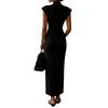 Abito da Donna a Tubino Senza Maniche con Collo Alto Scollatura a V Vita Stretta Bodycon Midi Abito da Sera Formale