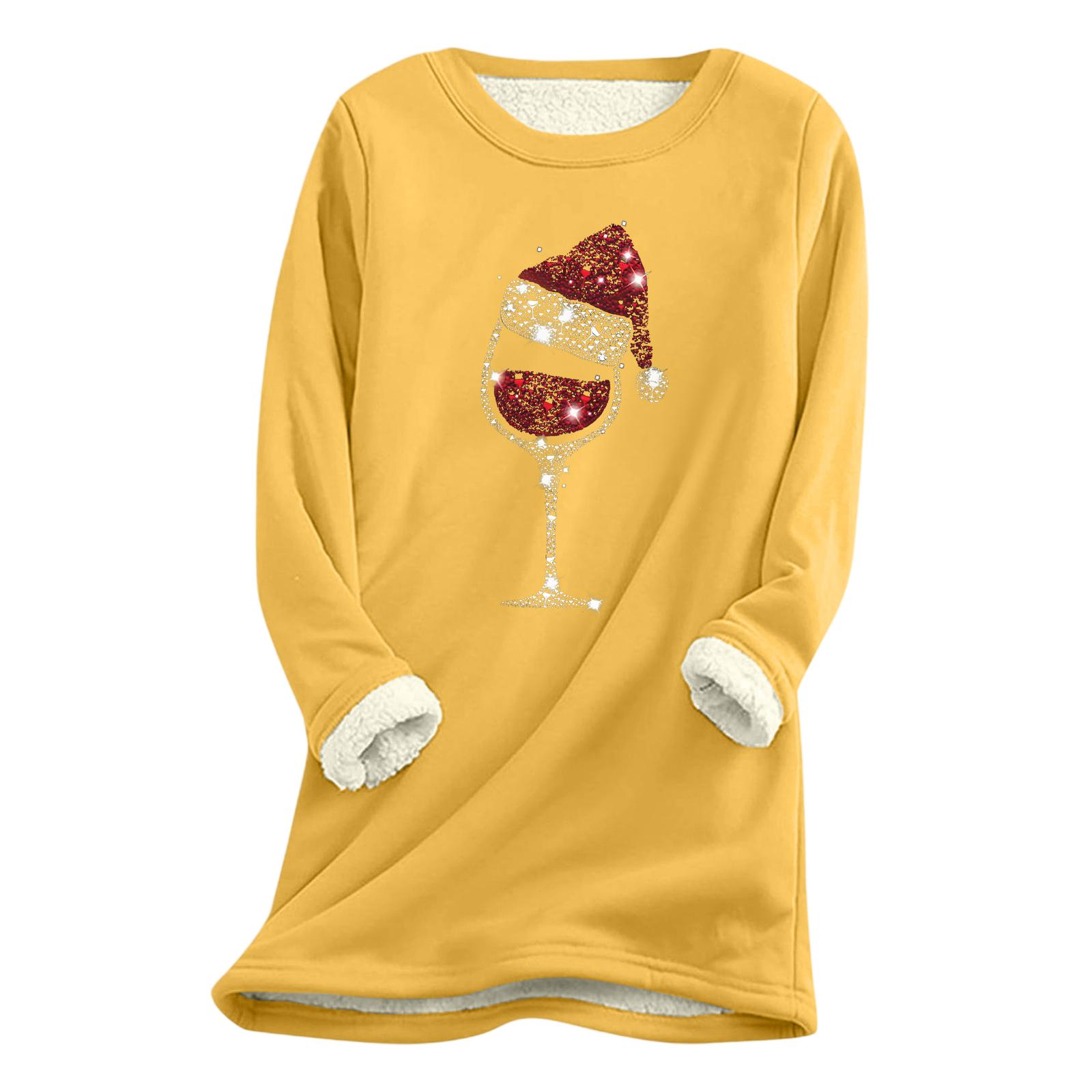 

Женский рождественский принт, толстый плюшевый, из овечьей шерсти, теплый длинный топ XL жёлтый