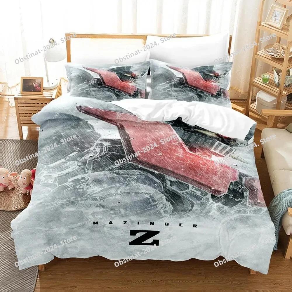 Mazinger Z Bedding Set Printed With Pillowcase Bed Duvet Cover Soft Single Double Queen Super King Size Aldult Kid Bedroom