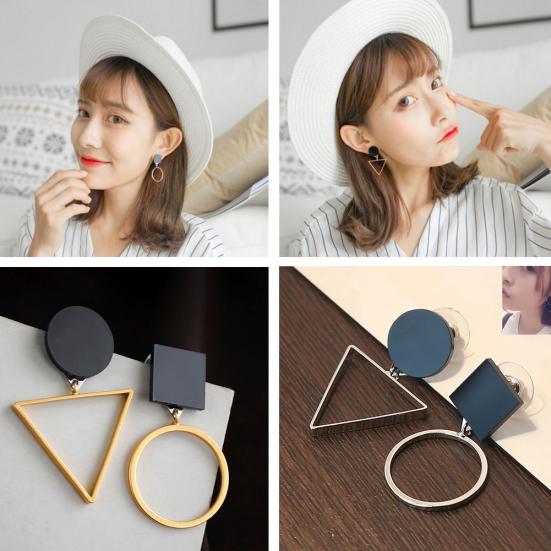 

Креативные женские асимметричные серьги с геометрическим треугольником, кругом, клубной вечеринкой, серьги