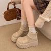 Autumn and winter retro warm thick-soled Martin boots women's fashion versatile one-pedal short boots matte daily cotton shoes