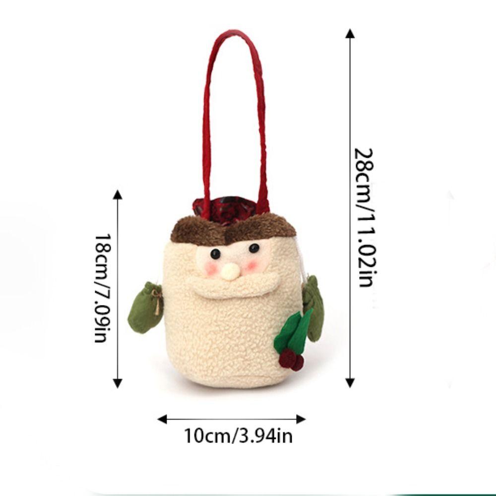 Cloth Christmas Candy Bag Plush Christmas Gift Drawstring Bags  Outdoor Christmas